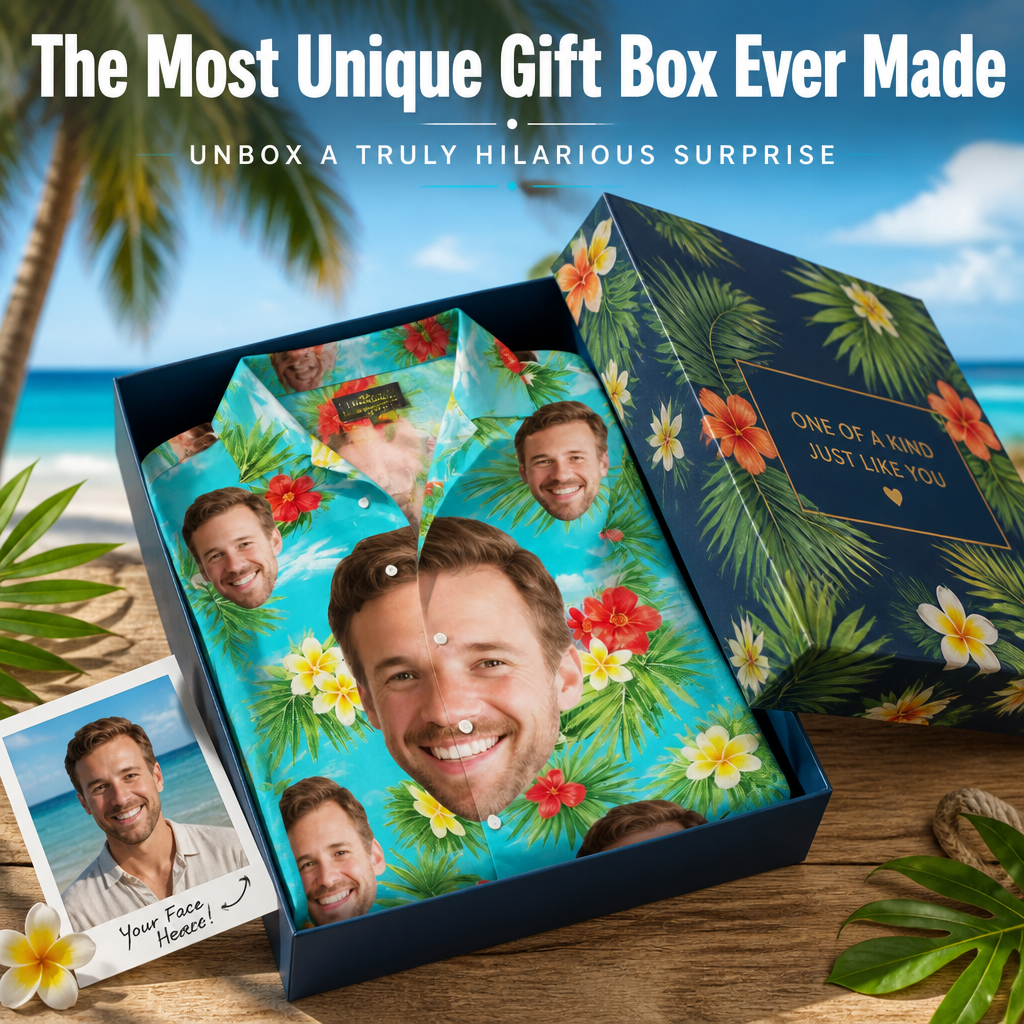 Personalized Photo Hawaiian Shirt Custom Face Tropical Aloha Gift for Men