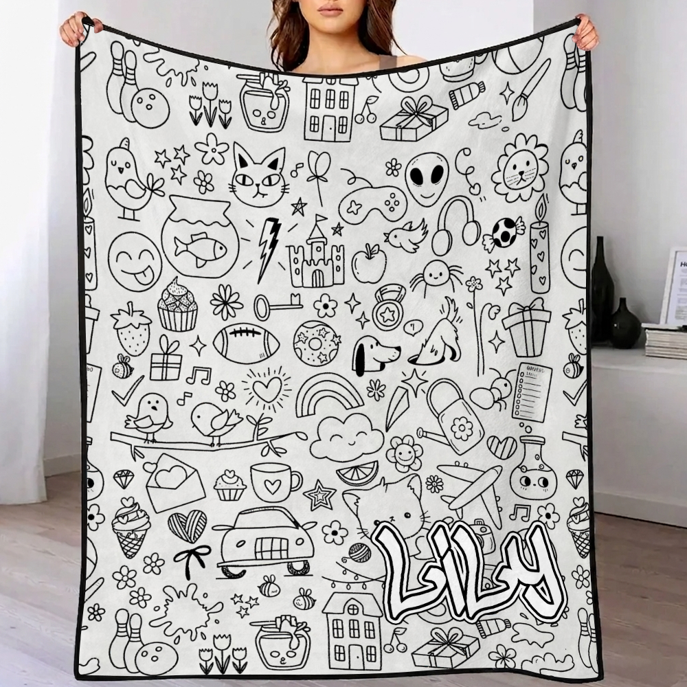 DIY-tekendeken (optionele 24-kleuren Markerset) Maak Je Kunstdeken Wasbare Aandenkendeken Voor Kinderen En Volwassenen - CustWitNL