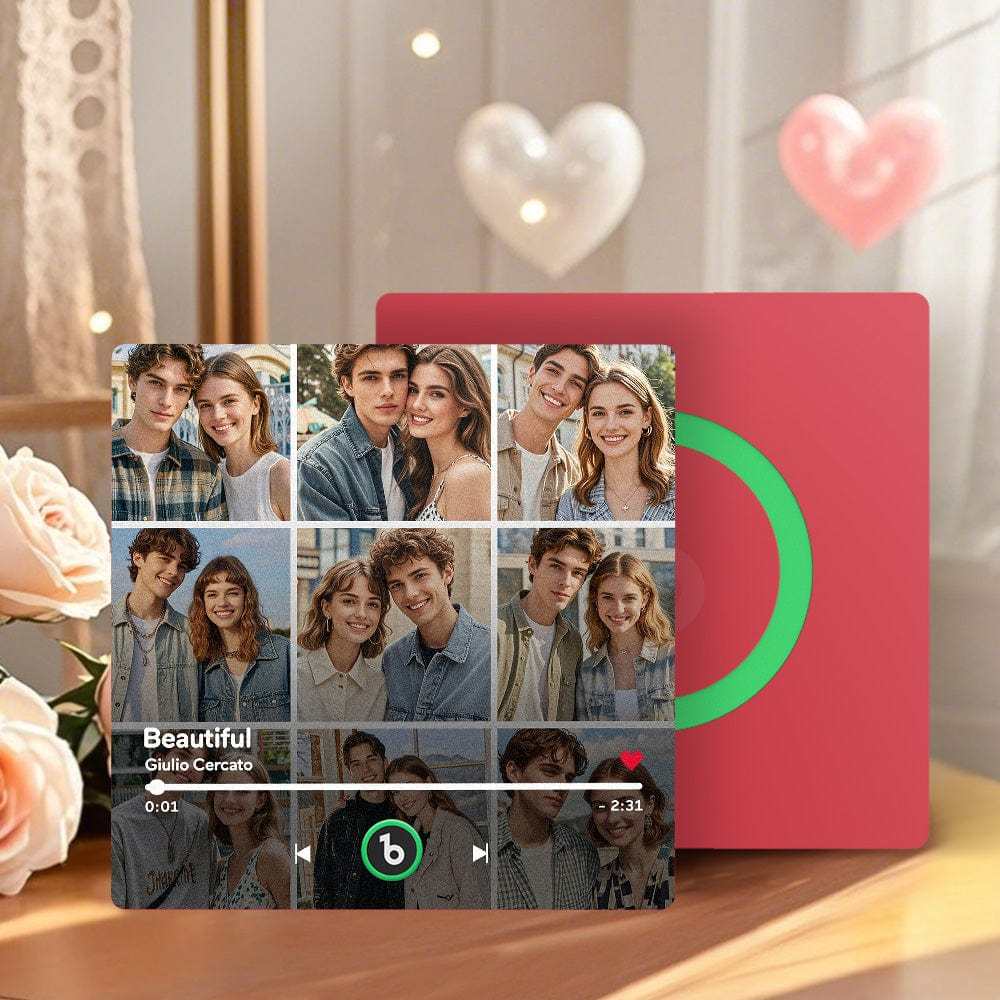 Gepersonaliseerde Muziekkoelkastmagneet En Foto Met Kleurrijk Frame, Muziekmuurfotosticker, Muziekbeweging Die Kan Worden Afgespeeld, Valentijnsdagcadeau Voor Koppels - CustWitNL