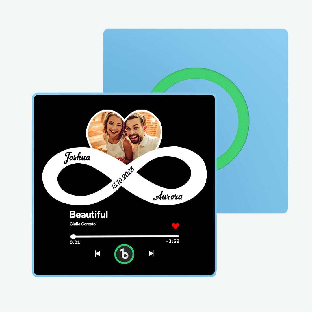 Gepersonaliseerde Muziek- En Fotokoelkastmagneet Met Tekst 'infinite Love' Koelkastmagneet Cadeau Voor Koppels - CustWitNL