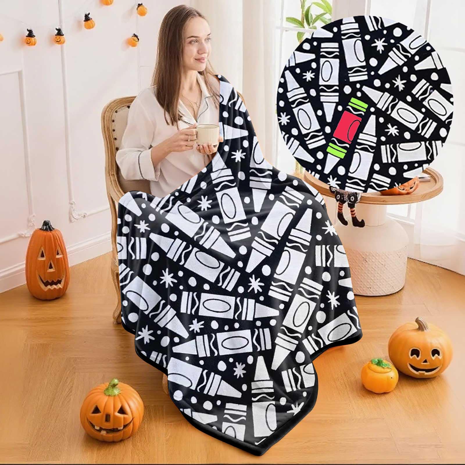 DIY-kleurdeken Kleurpotloden Stijl Met 24 Kleuren Stiften, Kleur Je Eigen Dekens, Aanpasbare Wasbare Diys Kleurdekensets, Je Kunt Fuzzy Fluweel Kleuren, Creatieve Diys Kleurdekens Voor Volwassenen