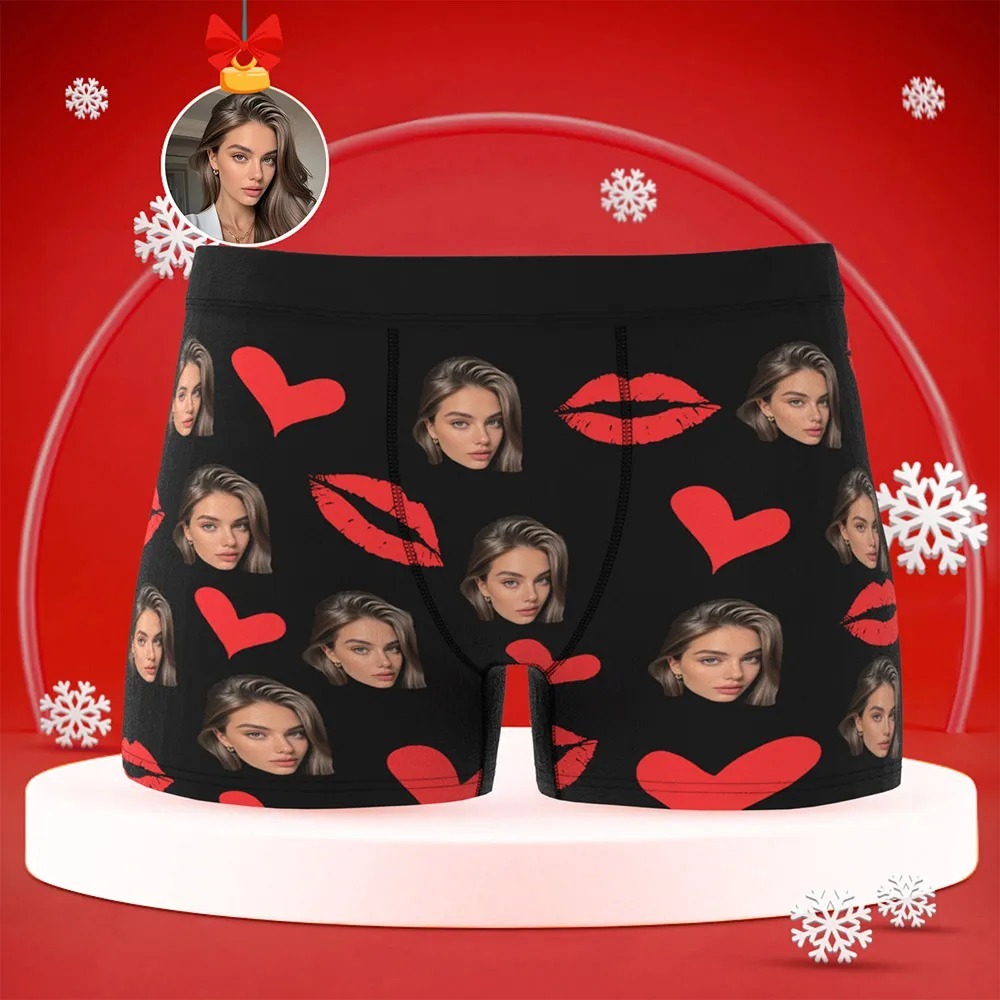 Personalized Red Lips, Custom Underwear, Custom Photo Underwear, Custom Photo Christmas Panties