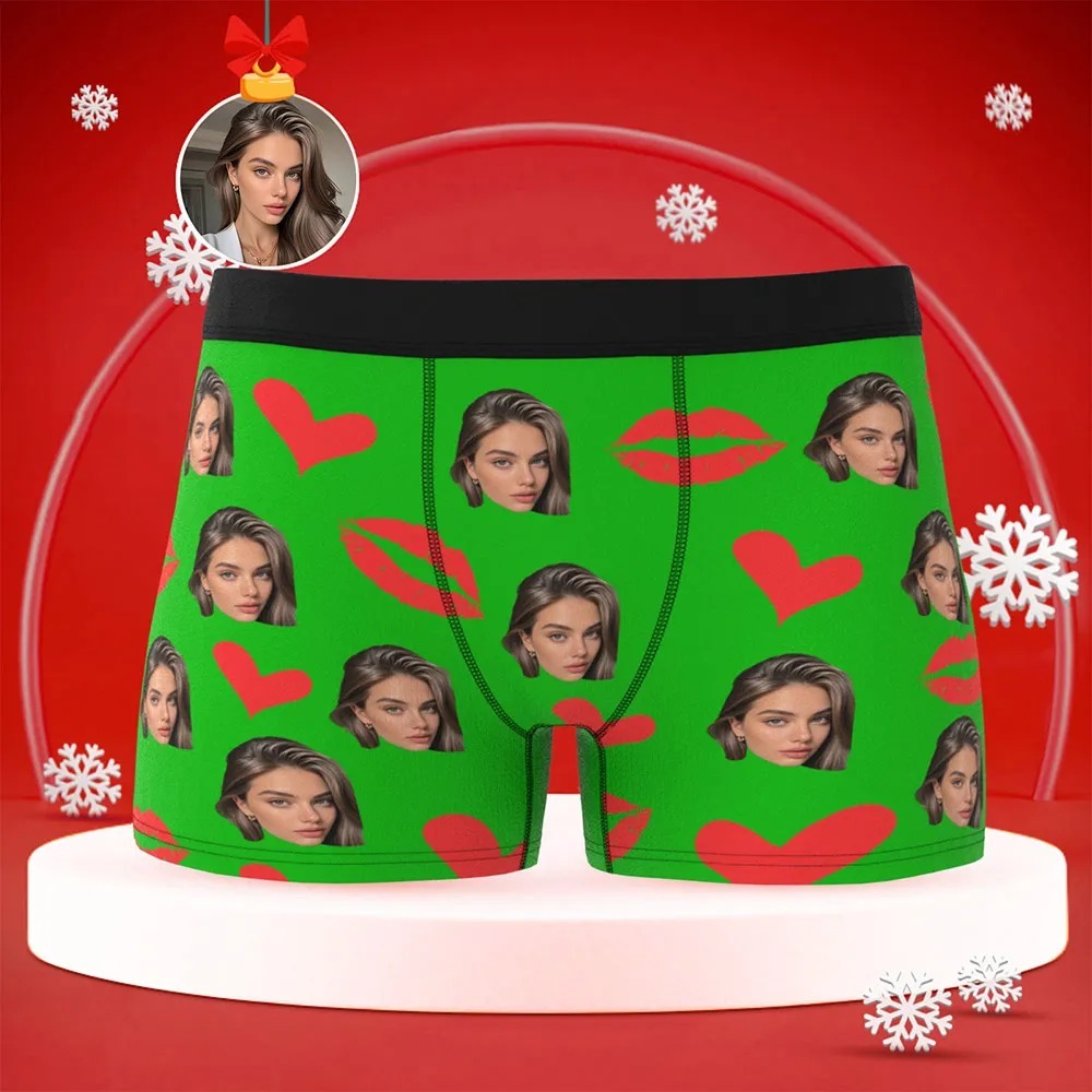 Personalized Red Lips, Custom Underwear, Custom Photo Underwear, Custom Photo Christmas Panties