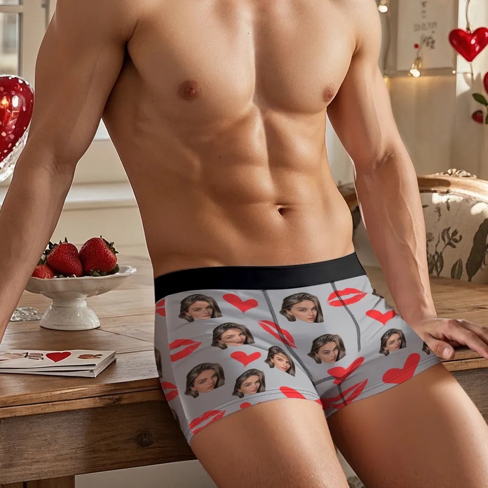 Personalized Red Lips, Custom Underwear, Custom Photo Underwear, Custom Photo Christmas Panties