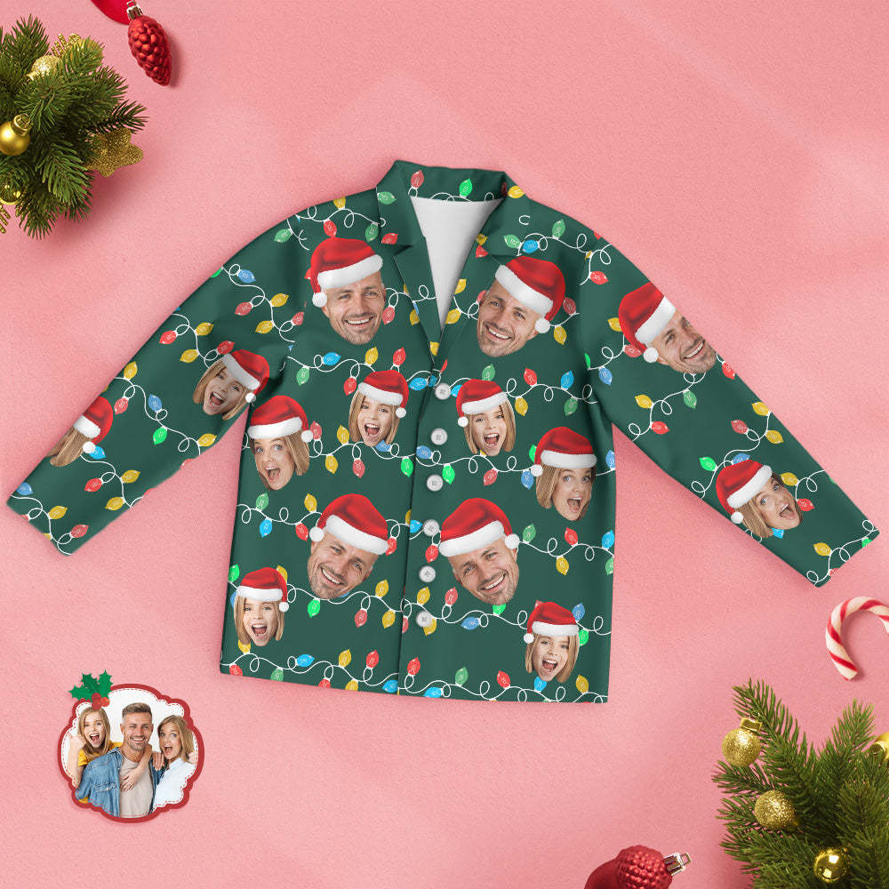 Custom Face Pajama Personalized Photo Christmas Family Xmas Leds Pajamas - CustWitAU