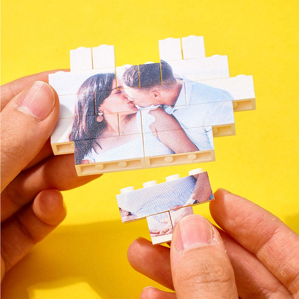 Valentine's day gifts Custom Building Brick Personalised Photo Block Heart Shaped - CustWit