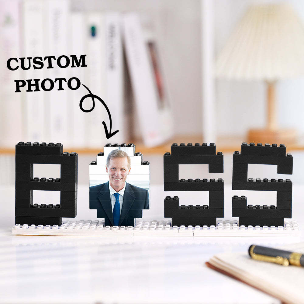 Gifts for Boss Custom Photo Building Bricks Puzzles Photo Blocks Rotatable Photo - CustWit