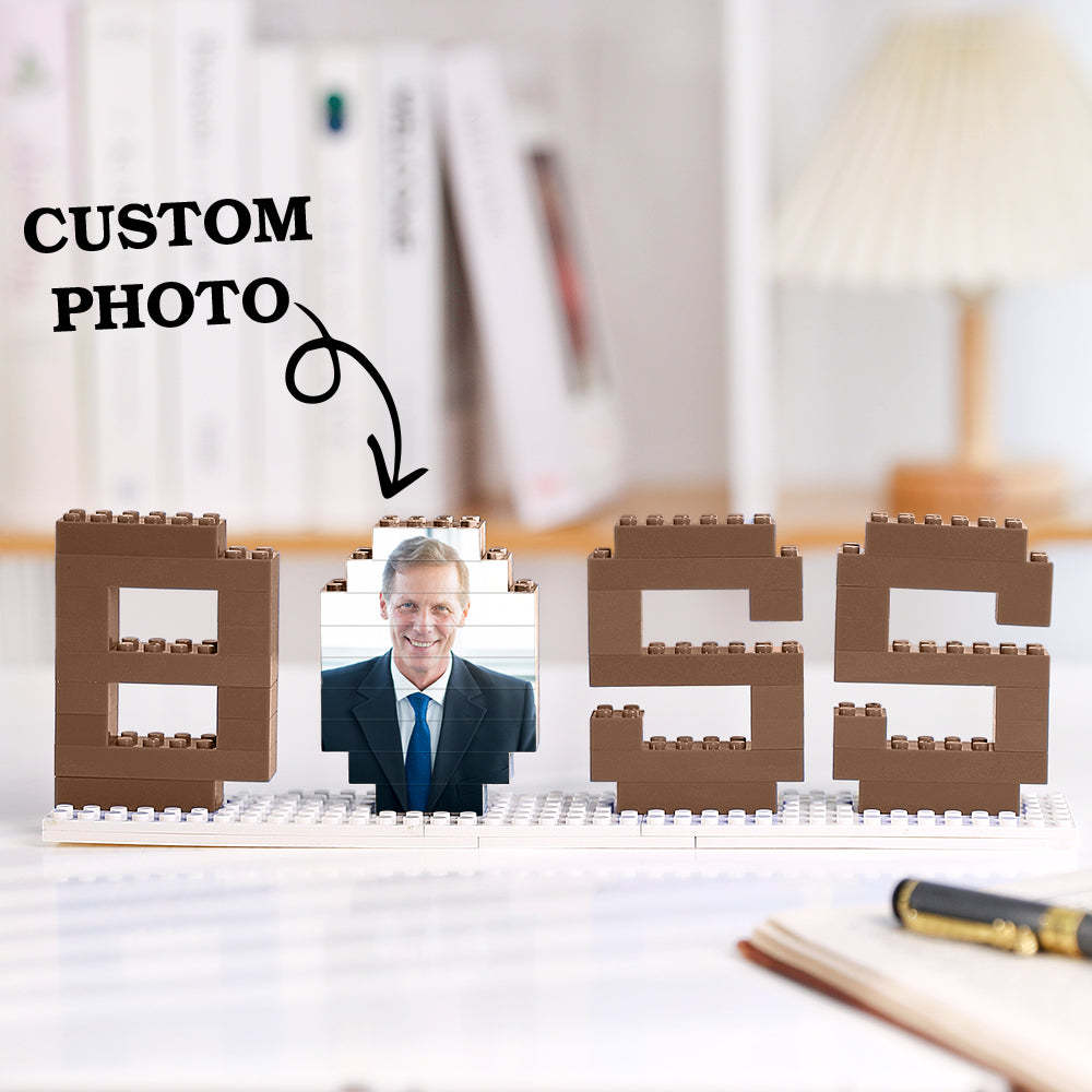Gifts for Boss Custom Photo Building Bricks Puzzles Photo Blocks Rotatable Photo - CustWit