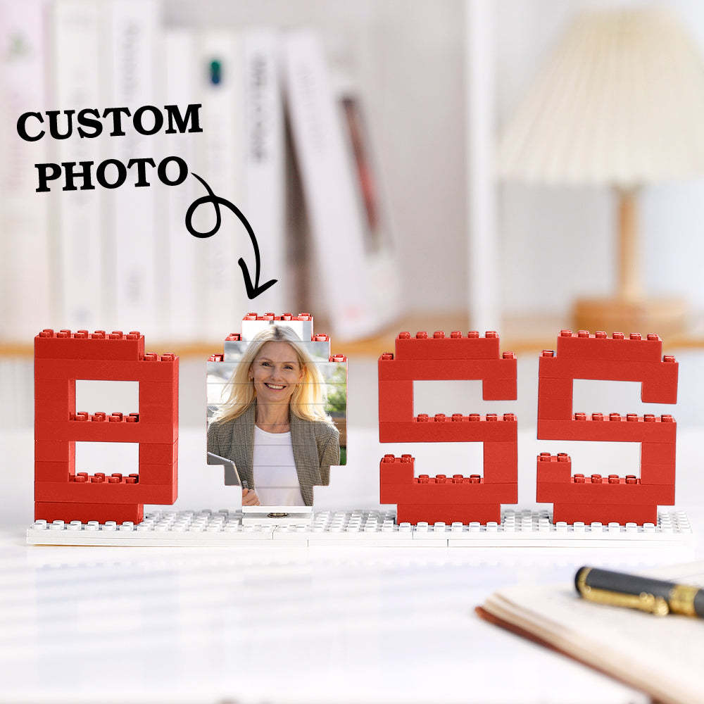 Gifts for Boss Custom Photo Building Bricks Puzzles Photo Blocks Rotatable Photo - CustWit