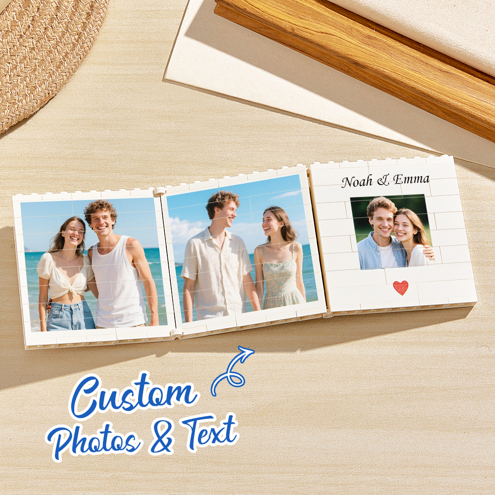 Personalized Fold-Out Daddy & Me Brick Photo Block Gift Mini Photo Album Keepsake Gift for Dad, Puzzle, Him, Dad, Fathers Day, Grandad - CustWit
