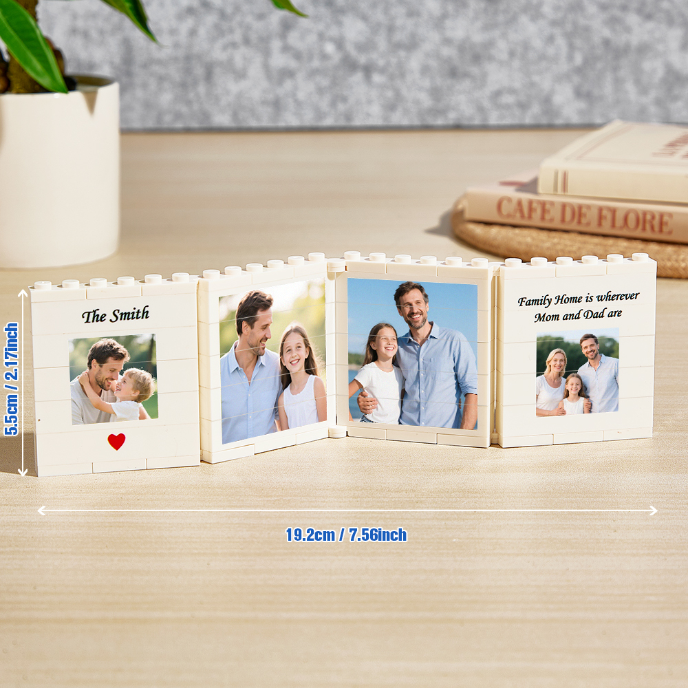 Personalized Fold-Out Daddy & Me Brick Photo Block Gift Mini Photo Album Keepsake Gift for Dad, Puzzle, Him, Dad, Fathers Day, Grandad - CustWit