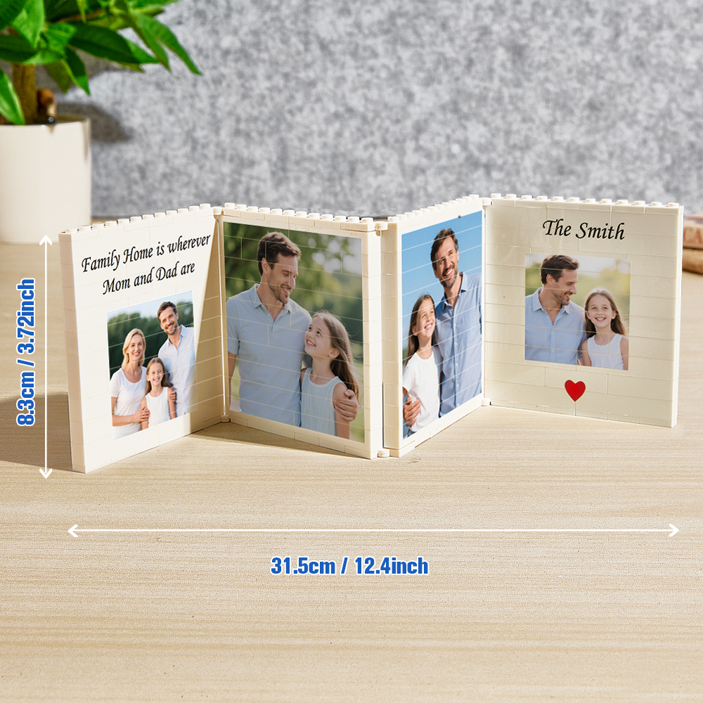 Personalized Fold-Out Daddy & Me Brick Photo Block Gift Mini Photo Album Keepsake Gift for Dad, Puzzle, Him, Dad, Fathers Day, Grandad - CustWit