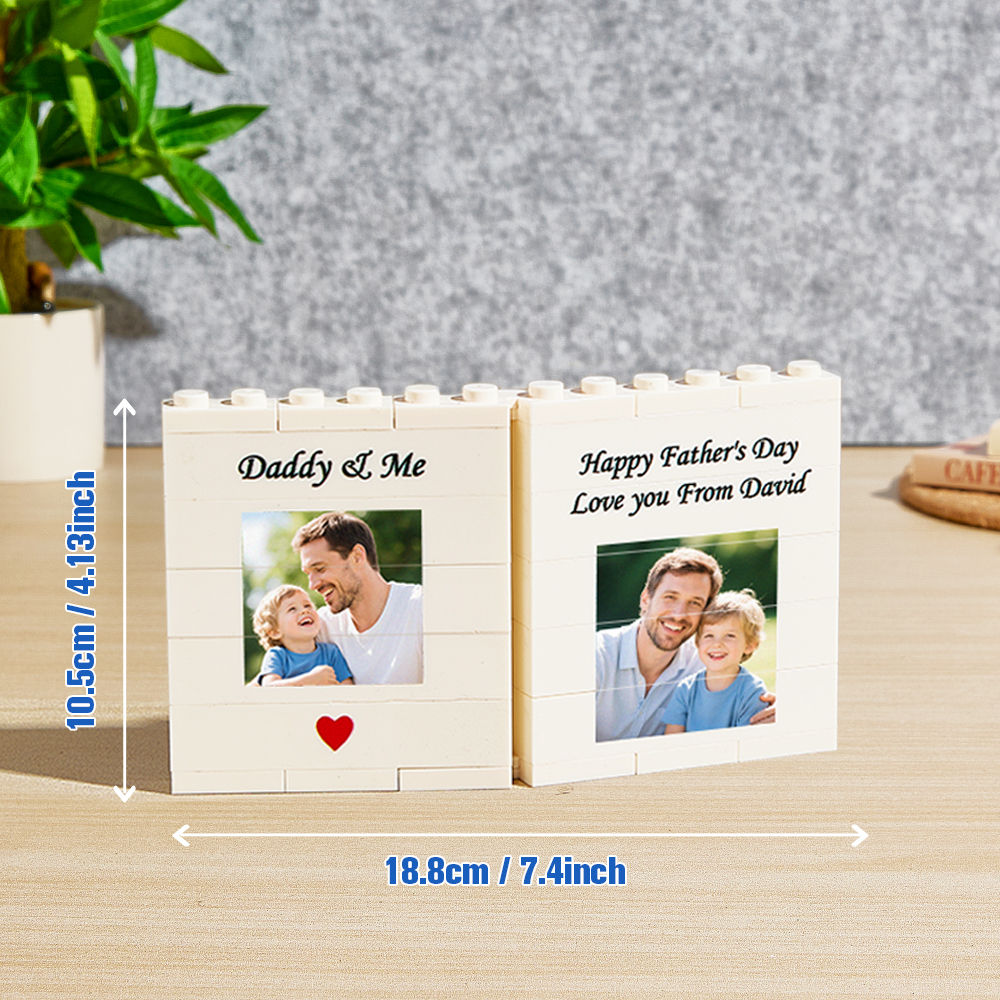 Personalized Fold-Out Daddy & Me Brick Photo Block Gift Mini Photo Album Keepsake Gift for Dad, Puzzle, Him, Dad, Fathers Day, Grandad - CustWit