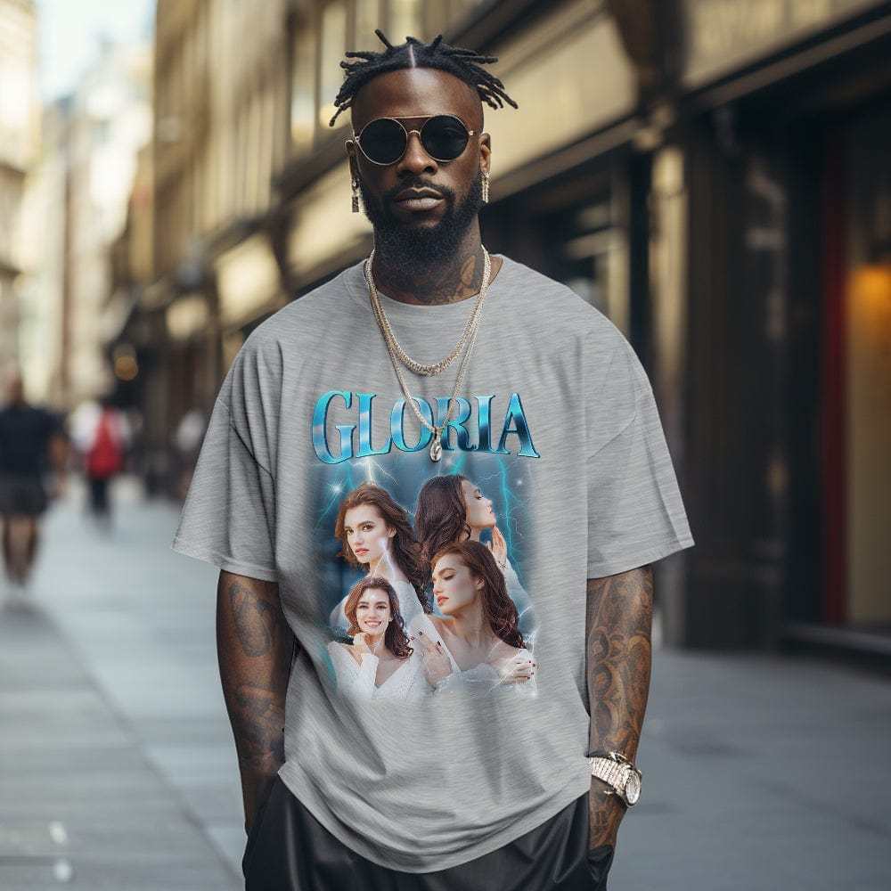 Gepersonaliseerde Foto Vintage T-shirt Met Gepersonaliseerde Naam - CustWitNL