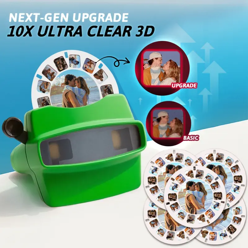 Custom Upgrade 3D Viewfinder and Reel – Personalized Gift with your own photos Text and Photo Viewer Multiple Films Available Valentine's Day Gifts