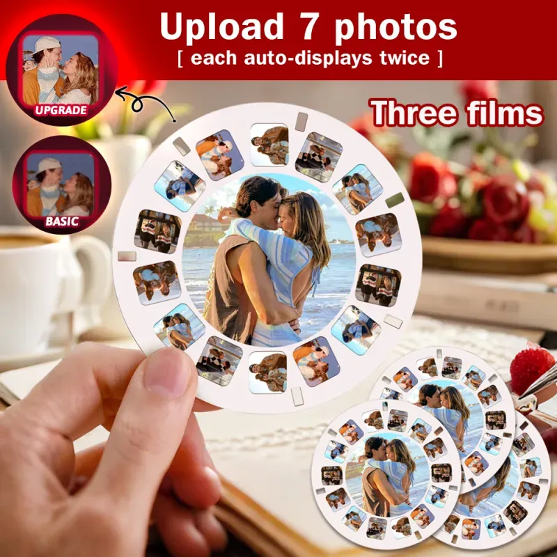 Custom Upgrade 3D Viewfinder and Reel – Personalized Gift with your own photos Text and Photo Viewer Multiple Films Available Valentine's Day Gifts