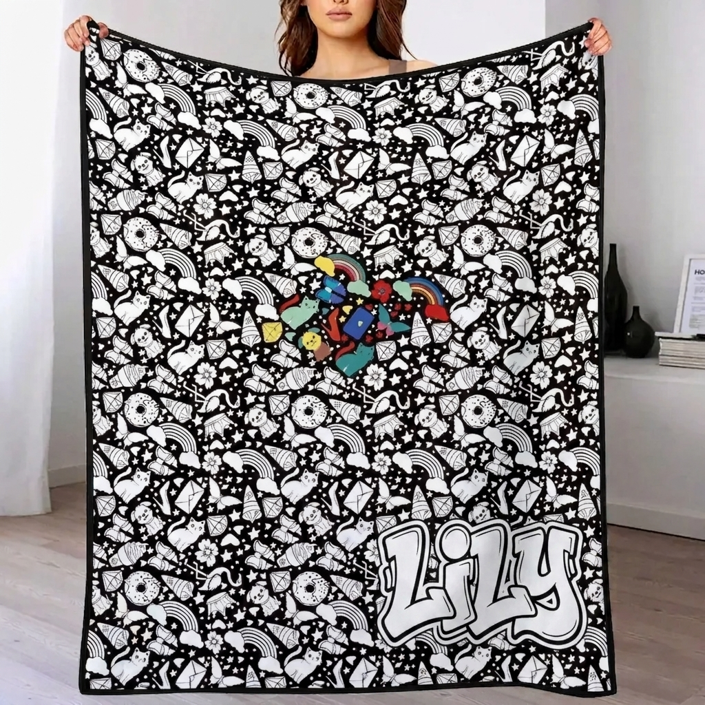 DIY-tekendeken (optionele 24-kleuren Markerset) Maak Je Kunstdeken Wasbare Aandenkendeken Voor Kinderen En Volwassenen - CustWitNL