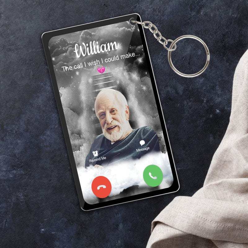 Gepersonaliseerde Sleutelhanger Van Acryl, 'de Oproep Die Ik Wou Dat Ik Kon Beantwoorden', Gedenkteken, Medelevengeschenk, Herinnering, Gepersonaliseerde Gegraveerde Fotosleutelhanger - CustWitNL