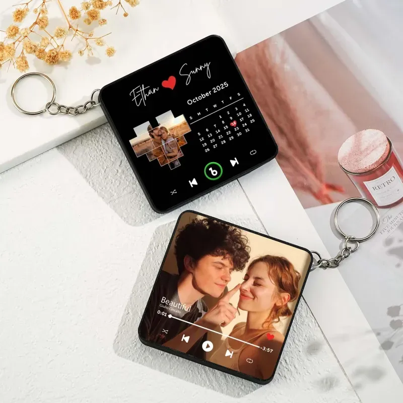 Personalized Photo Music Bluetooth Keychain Music Box Bag Charm That Plays Music Without Cell Phone Anniversary Gifts