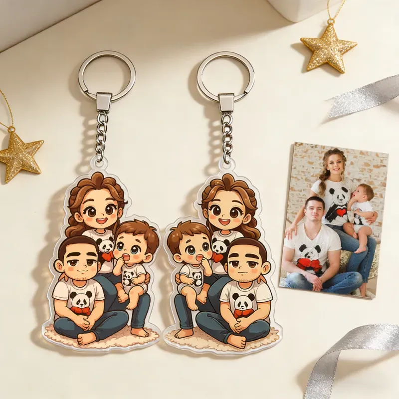 Custom Chibi Name Acrylic Keychain – Personalized Cartoon Character Keyring from Your Photo