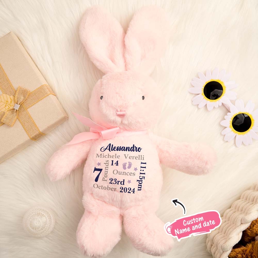 Gepersonaliseerde Bunny Rabbit Pluche Knuffel Cadeau Voor Kinderen - CustWitNL