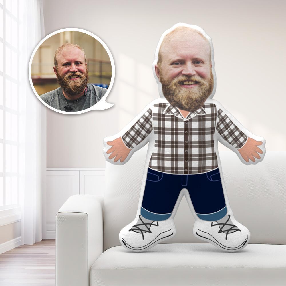 Gepersonaliseerde Kussens, Gepersonaliseerde Kussens, Gezichtsknevels, Geruite Overhemdkussen, Valentijnsdagcadeau Voor Hem - CustWitNL