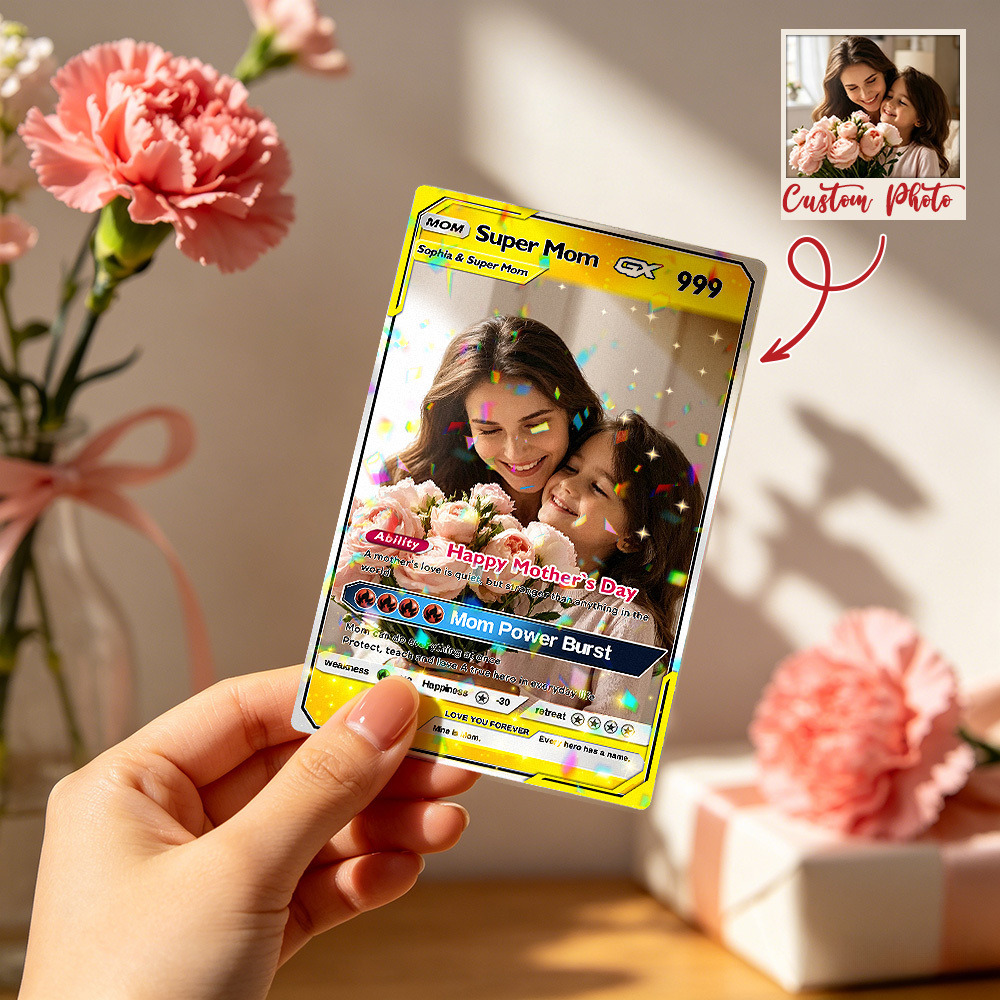 Moederdag gepersonaliseerde Poke Card - aangepaste kaart voor moeder - aanpasbaar cadeau van man, dochter, zoon | Ghibli - Ruilkaart in anime-stijl - CustWitNL