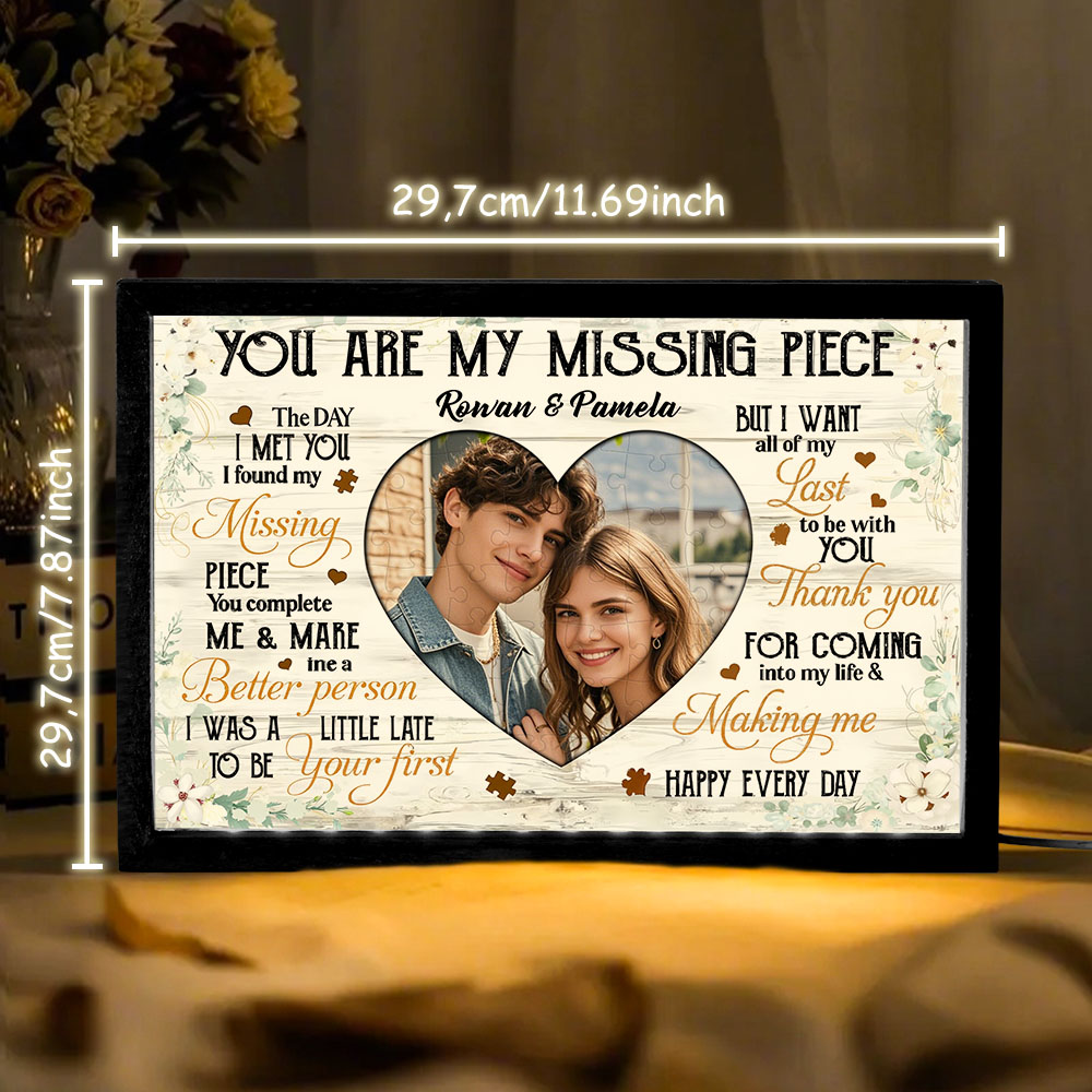 You Are My Missing Piece – Gepersonaliseerd Nachtlampje Voor Koppels Met Namen En Foto