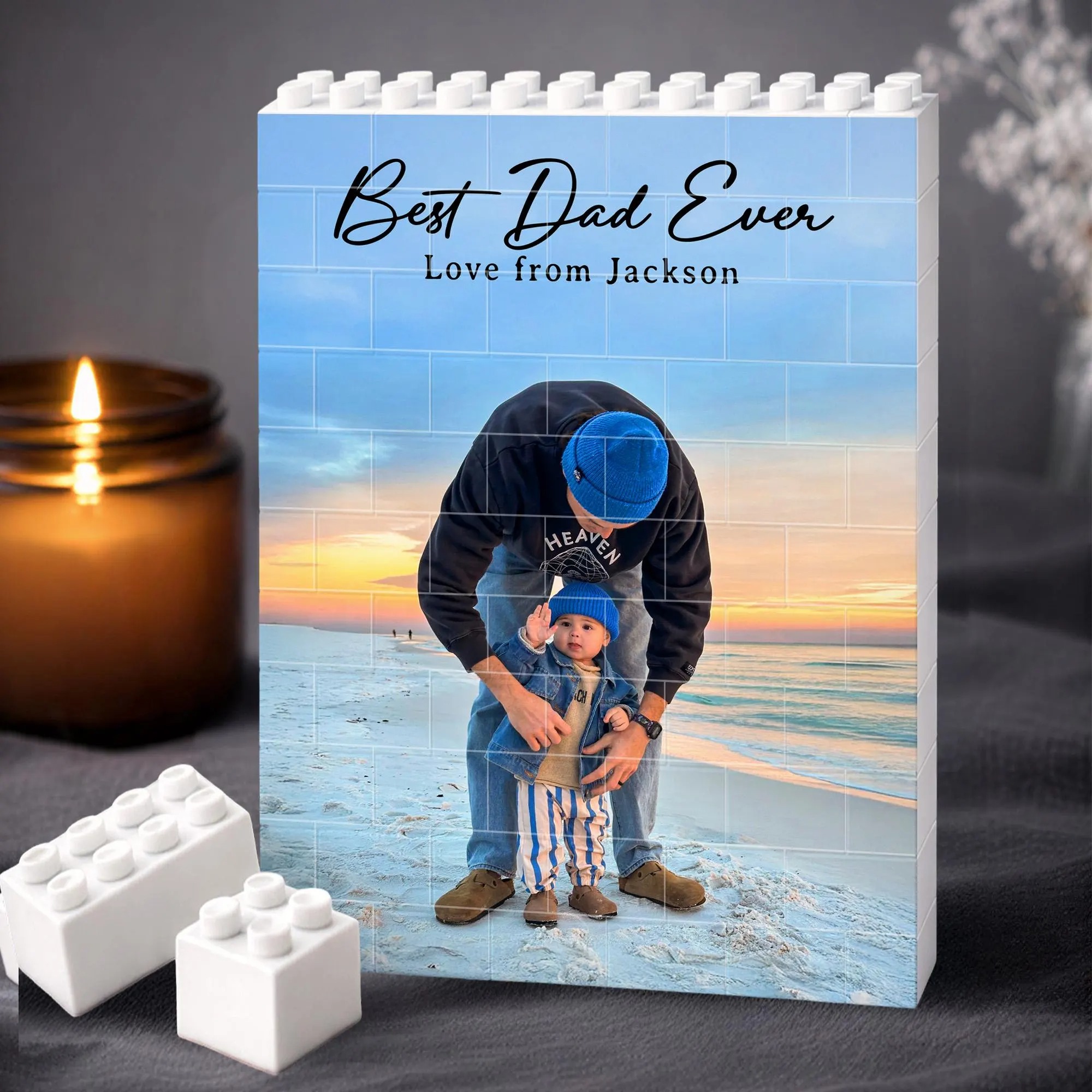 Gepersonaliseerde Fotopuzzel Voor Vaderdag, Bouwblokken Met De Tekst 'beste Papa Ooit', Fotoblok Met Papa En Mij, Vaderdagcadeau, Cadeau Voor Gamende Papa