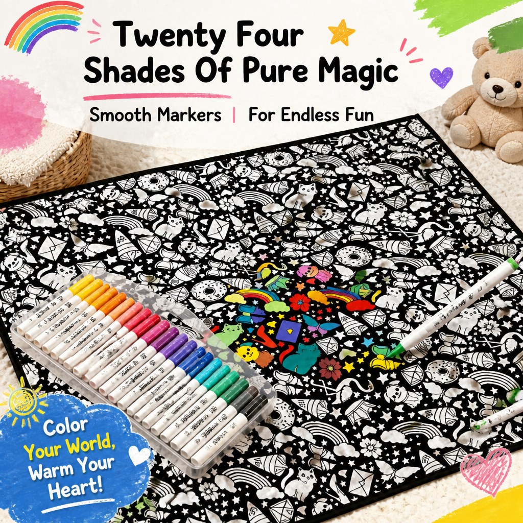 DIY-tekendeken (optionele 24-kleuren Markerset) Maak Je Kunstdeken Wasbare Aandenkendeken Voor Kinderen En Volwassenen - CustWitNL