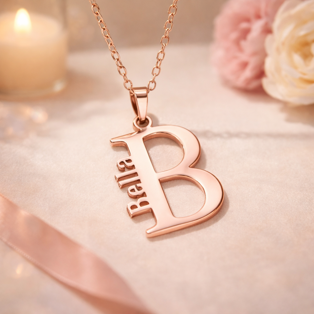 Gepersonaliseerde Ketting Met Grote Initialen En Naamhanger, Minimalistische Roestvrijstalen Naamhanger, Verjaardags-/jubileumcadeau Voor Mama/vriendin/haar - CustWitNL