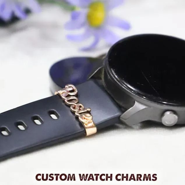 Gepersonaliseerde Apple Watch-bedels - Horlogebandje Met Naam - Horlogebandje Met Naam - Roségouden Zilveren Naamplaatje - Valentijnsdagcadeau - Cadeau Voor Haar - CustWitNL