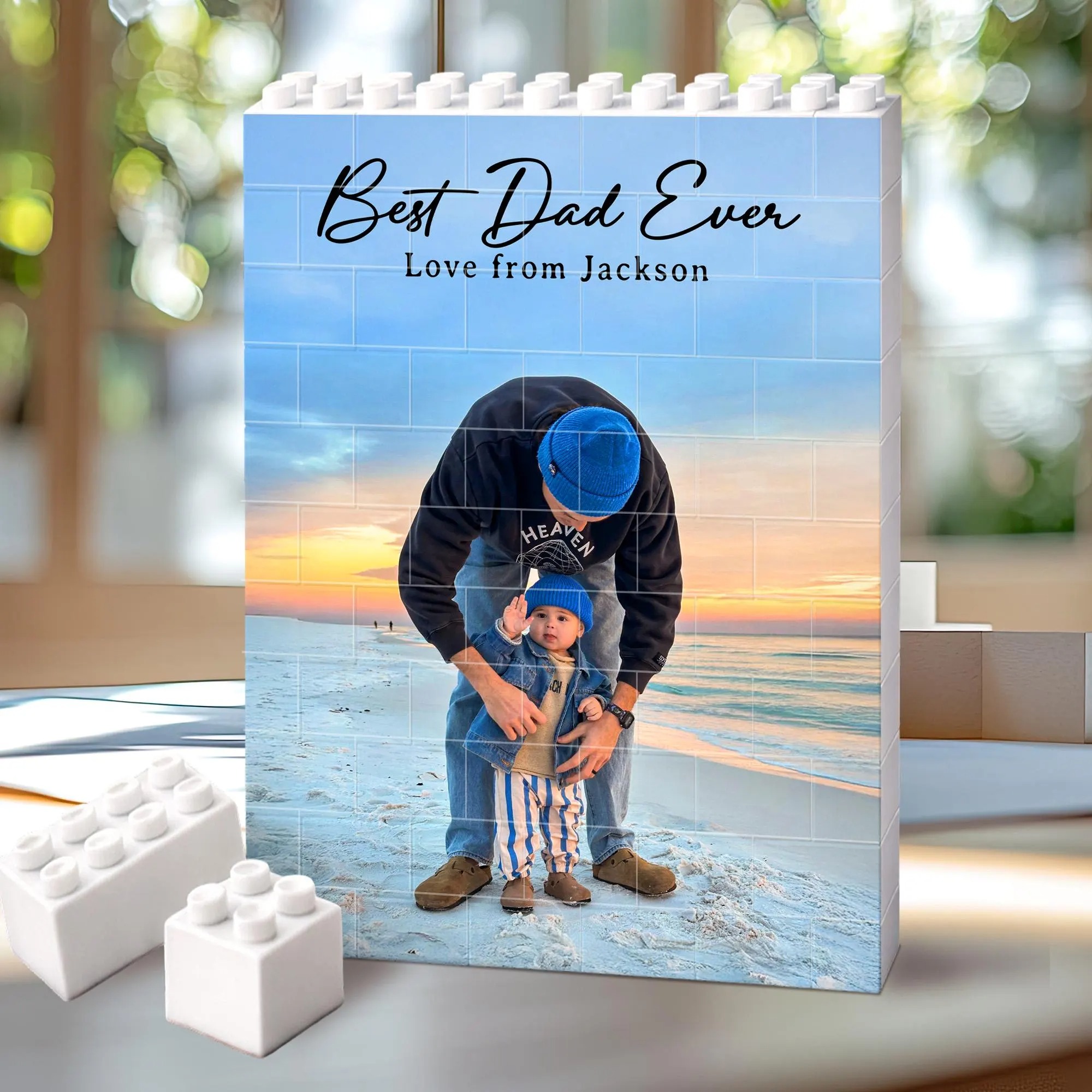 Gepersonaliseerde Fotopuzzel Voor Vaderdag, Bouwblokken Met De Tekst 'beste Papa Ooit', Fotoblok Met Papa En Mij, Vaderdagcadeau, Cadeau Voor Gamende Papa
