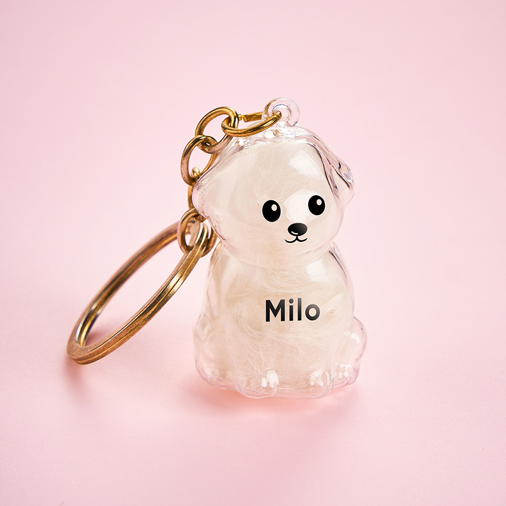 Dog Hair Collector Keychain Bag Charm Memorial Storage Box Sentimental Perfect for Storing Pet Hair Gift for Dog Lovers - CustWit