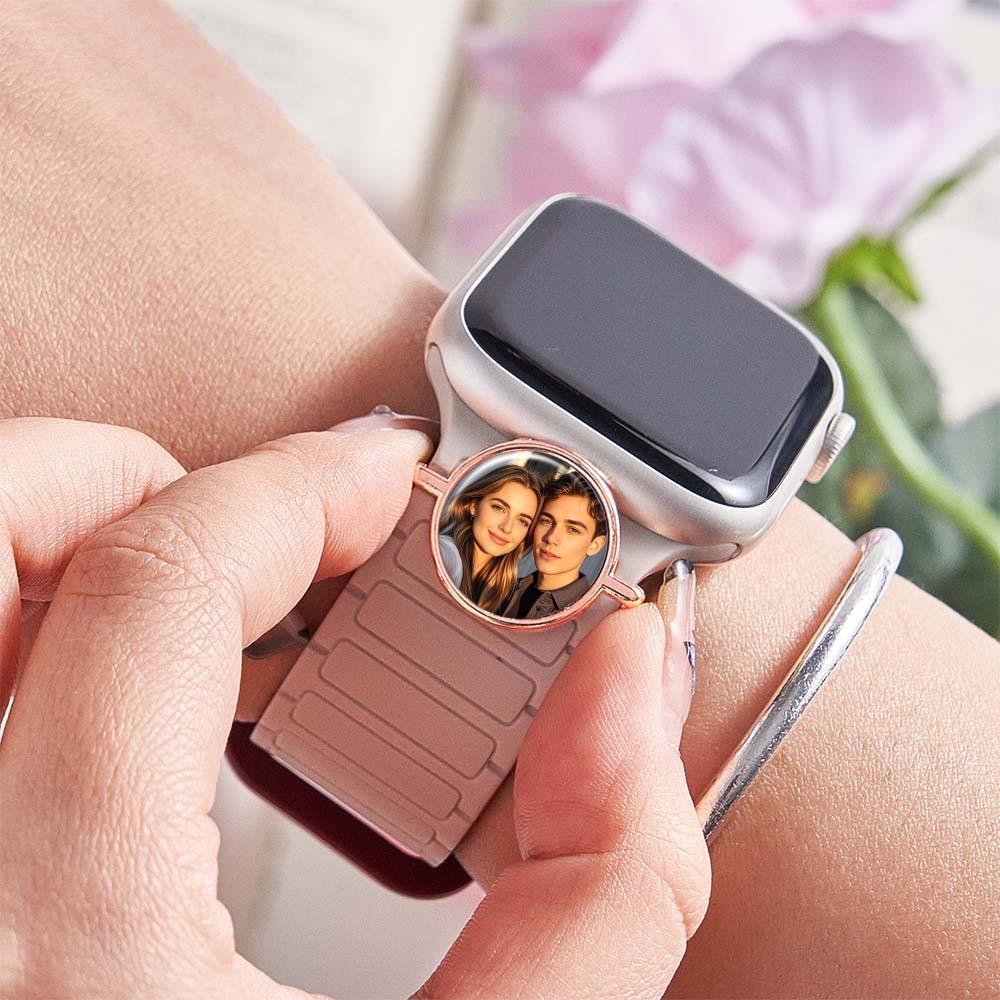 Custom Photo Engraved Watch Strap Charm - Personalized Smartwatch Beaded Accessory