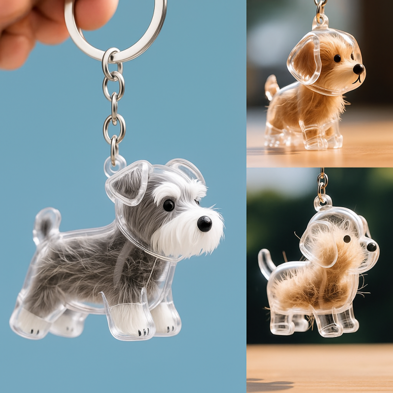 Dog Hair Collector Keychain Bag Charm Memorial Storage Box Sentimental Perfect for Storing Pet Hair Gift for Dog Lovers - CustWit