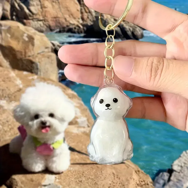 Dog Hair Collector Keychain Bag Charm Memorial Storage Box Sentimental Perfect for Storing Pet Hair Gift for Dog Lovers - CustWit