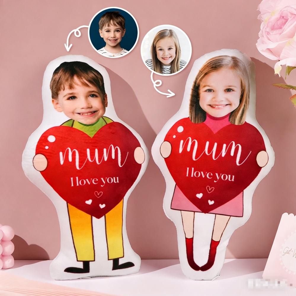 Mum I Love You Pillow Personalized Face Photo Pillow Minime Pillow Fun Mother's Day Gifts for Mum