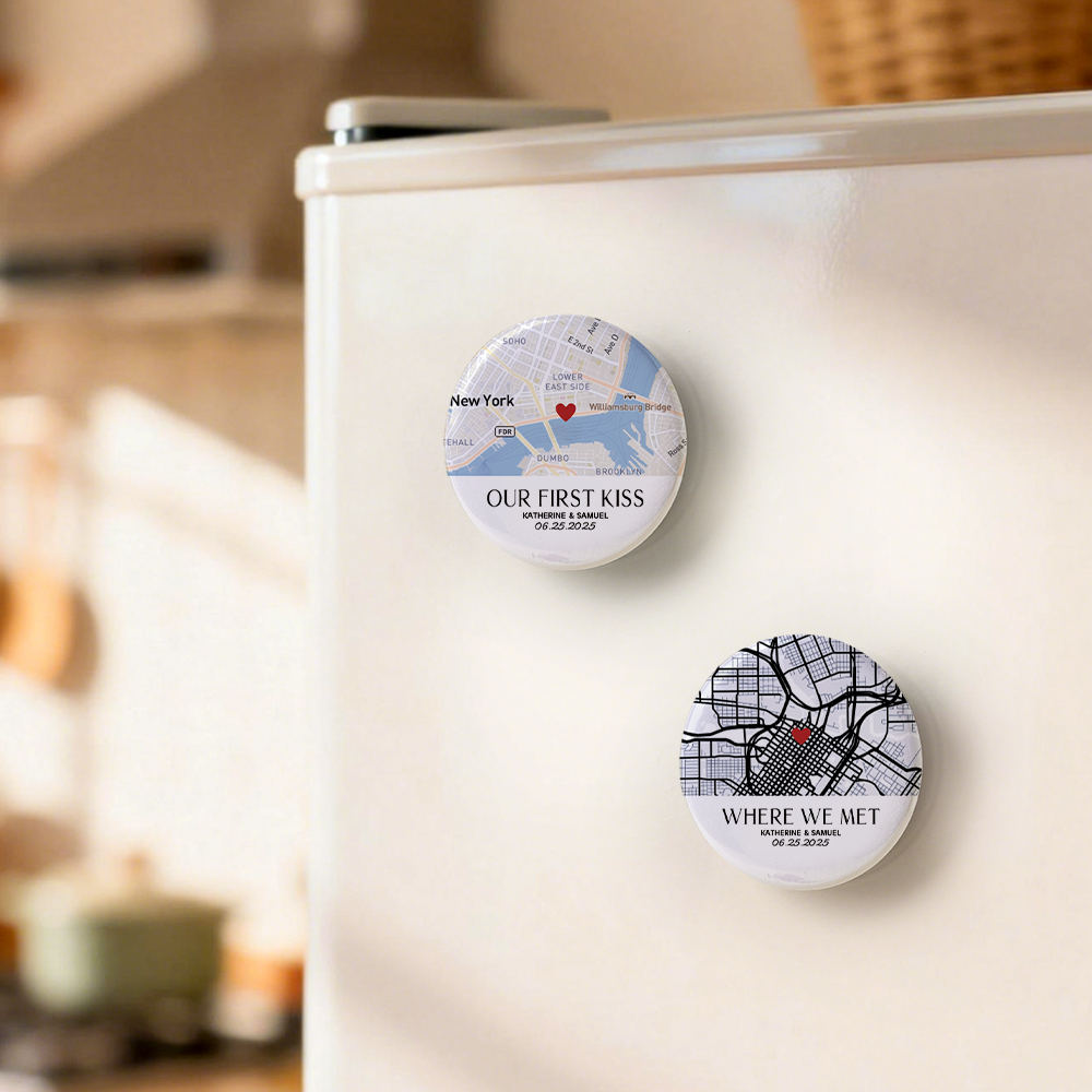 Personalized Our First Date Map Bottle Opener Magnet, Custom Coordinates Fridge Magnet, Anniversary Gift