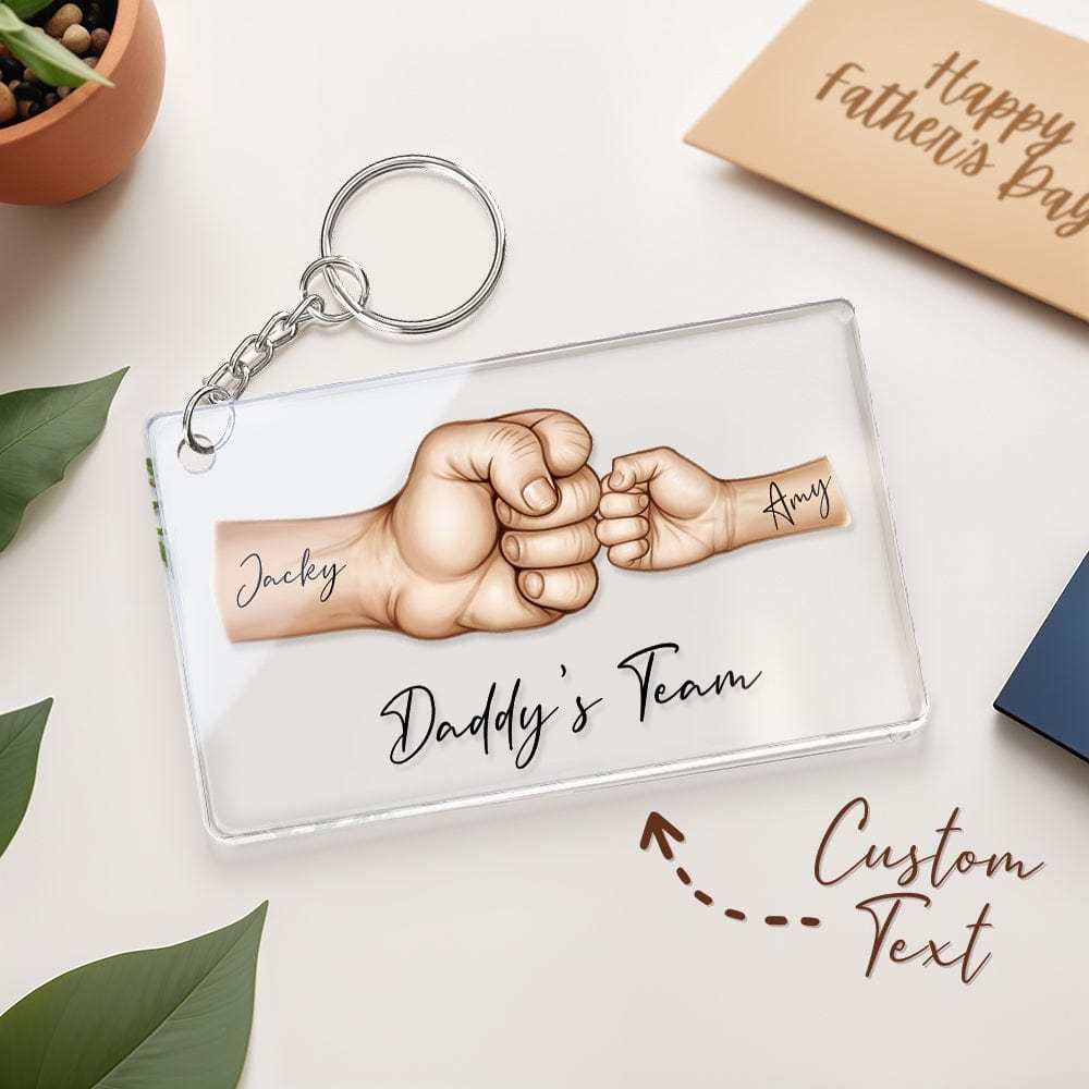 Personalized Acrylic Keychain Custom Daddy's Team Fist Bump Keychain F