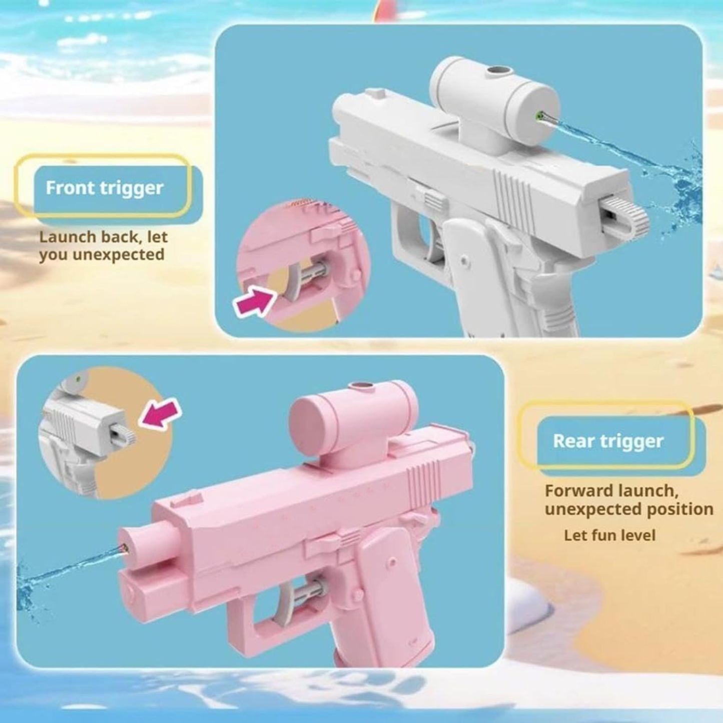 Prank Water Gun, Inverted Water Pistols Spraying From Front and Back, Ideal Novelty Gifts for Friends