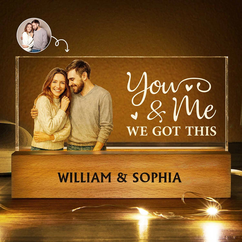 Custom Photo Watercolor Art Couple You & Me We Got This - Personalized Rectangle LED Light