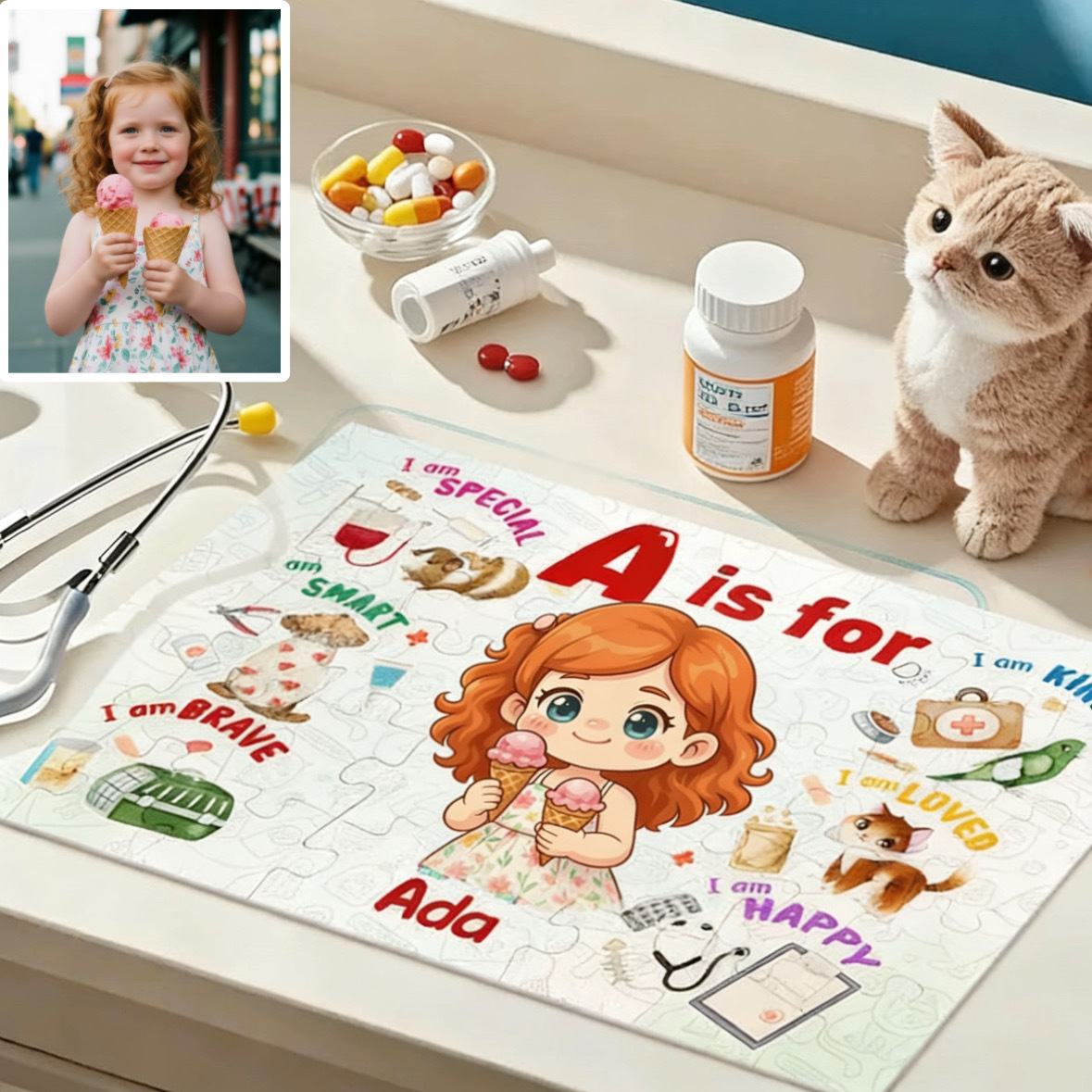 Custom Photo Cartoon Jigsaw Puzzle - Perfect Birthday Gift for Grandkids and Kids