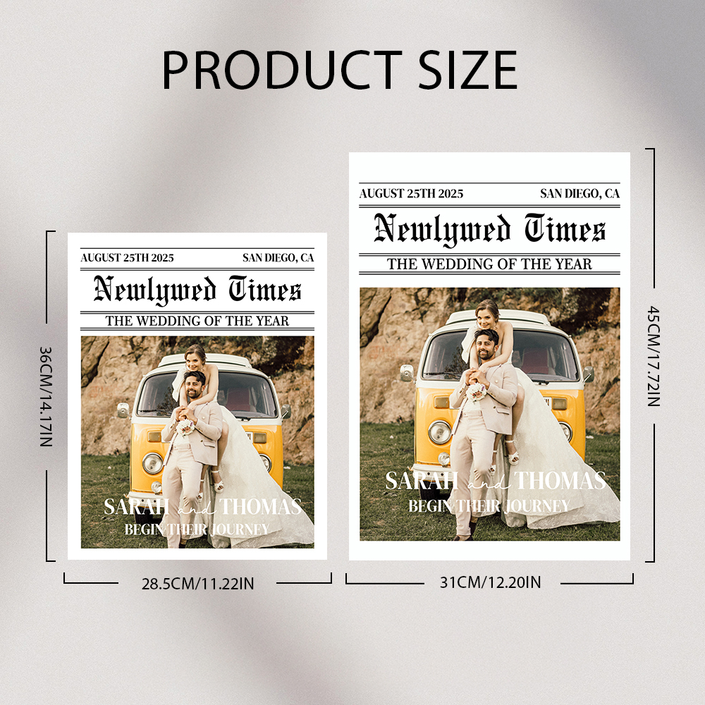 Custom Wedding Newspaper Poster Personalized Newlywed Times Paper For New Couples