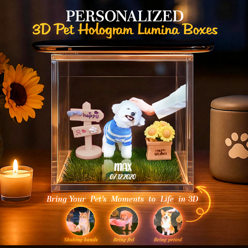 Personalized Pet Holograms House Lumina Boxes, Holographic Memorial Ornament, Cherish Your Pet’s Memory in Projection