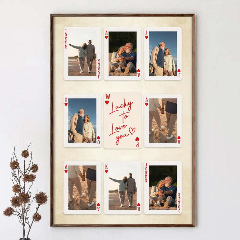 Custom Photo Playing Card Frame Couple Lucky In Love Personalized  Valentines Gift
