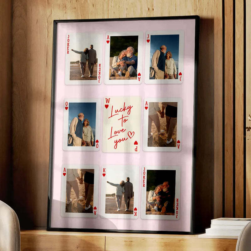Custom Photo Playing Card Frame Couple Lucky In Love Personalized  Valentines Gift