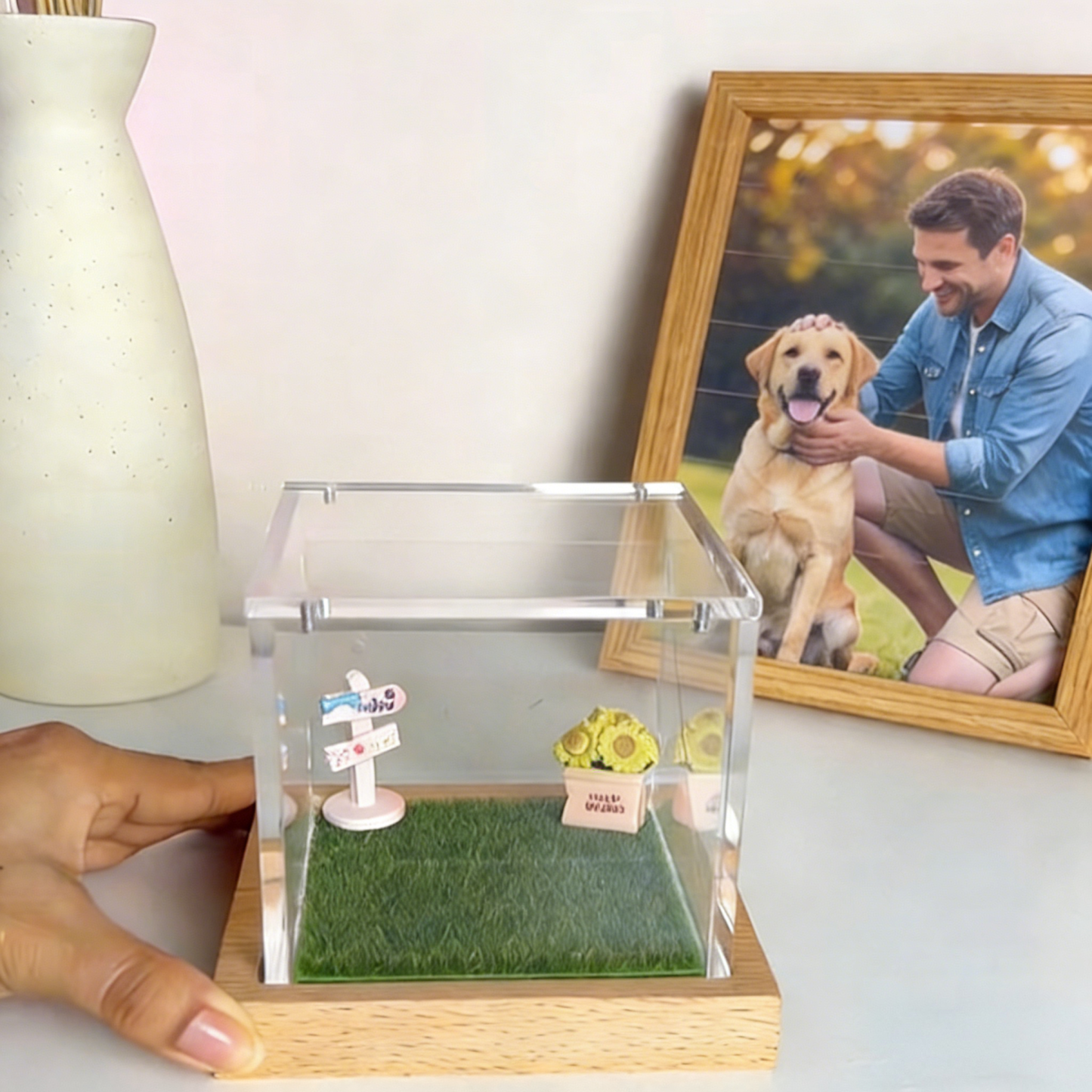 Pet Digital Hologram House with Wooden Base