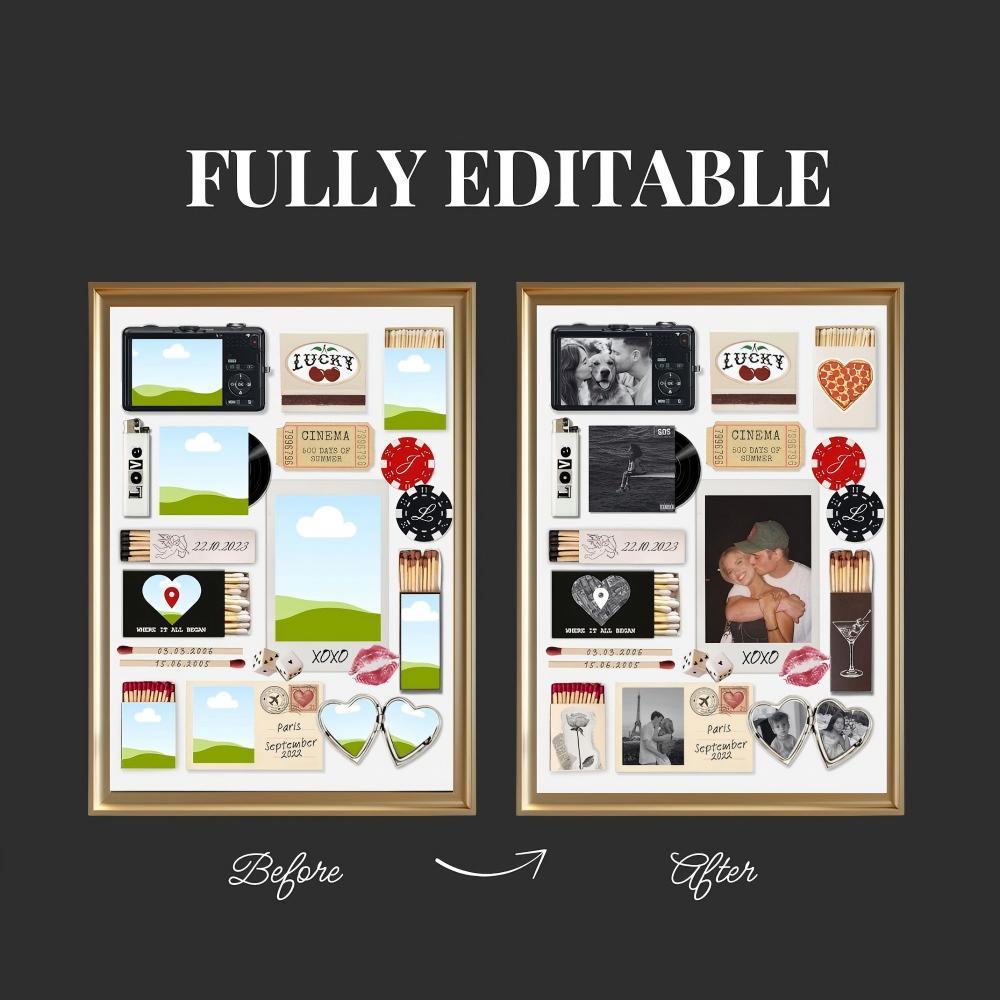 Custom Photo Matchbox Keepsake Frame – Personalized Memory Matchbox Display Anniversary & Valentine’s Day Gift