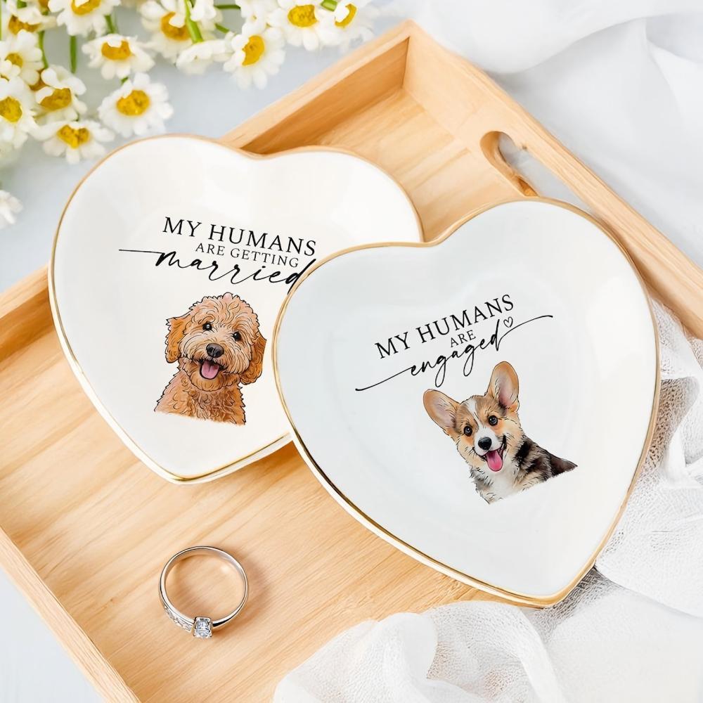 Custom Pet Portrait Ring Dish, Personalized Jewelry Trinket Dish, Engagement Gift For Her
